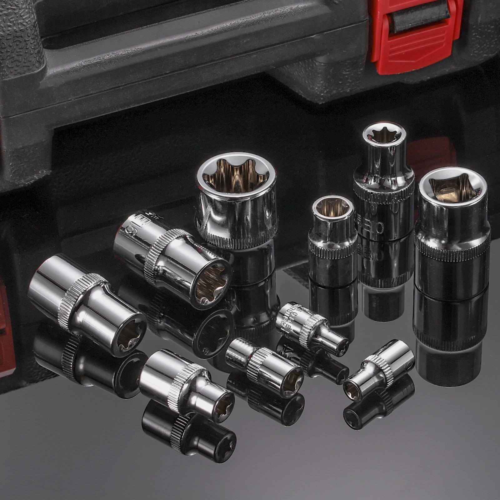 3pcs E-Torx Socket 1/4" Drive E5 Star Socket 1" Length 6 Point Spline Sleeve,