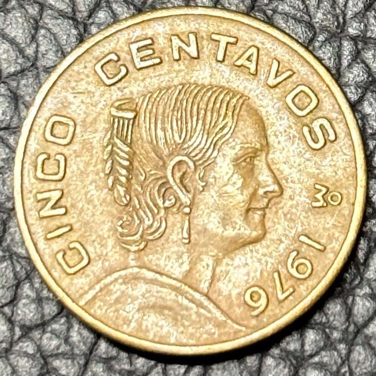 1976 Mo Mexico 5 Centavos Coin - Bronze - Josefa Ortiz de Dominguez - Scarce XF