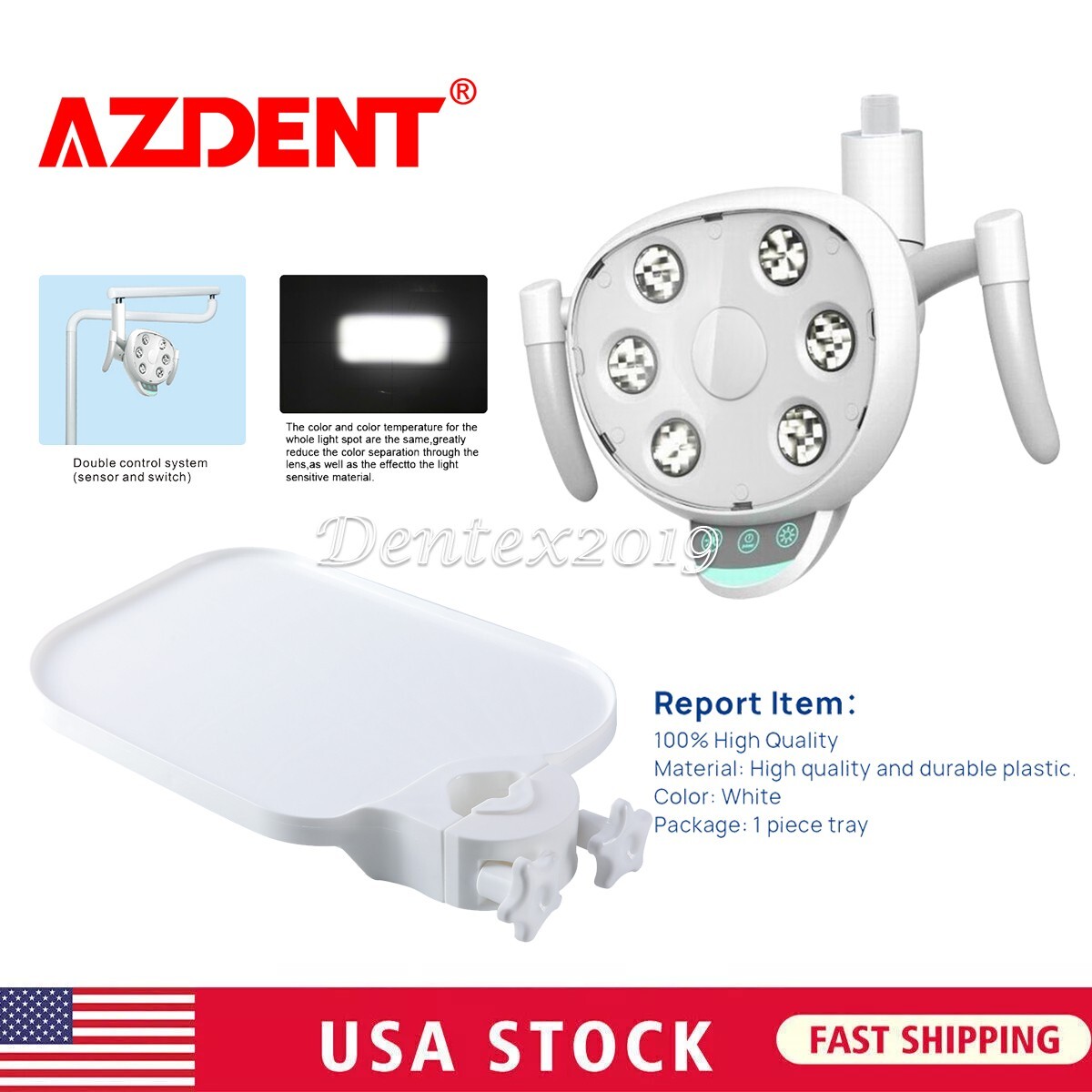 Dental Plastic Post Mounted Tray Table/Surgical LED Light Lamp for Chair Unit
