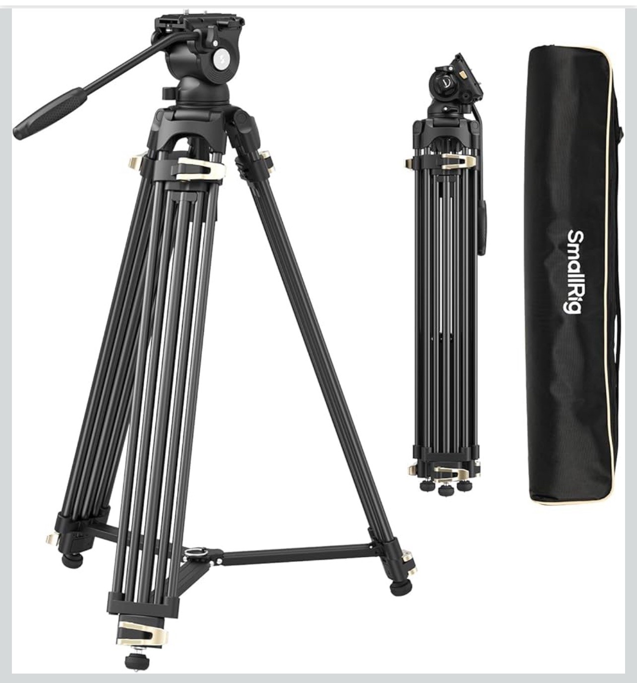 SmallRig Video Tripod AD-01S, 74" Heavy Duty Tripod with Pan and Tilt Fluid Head