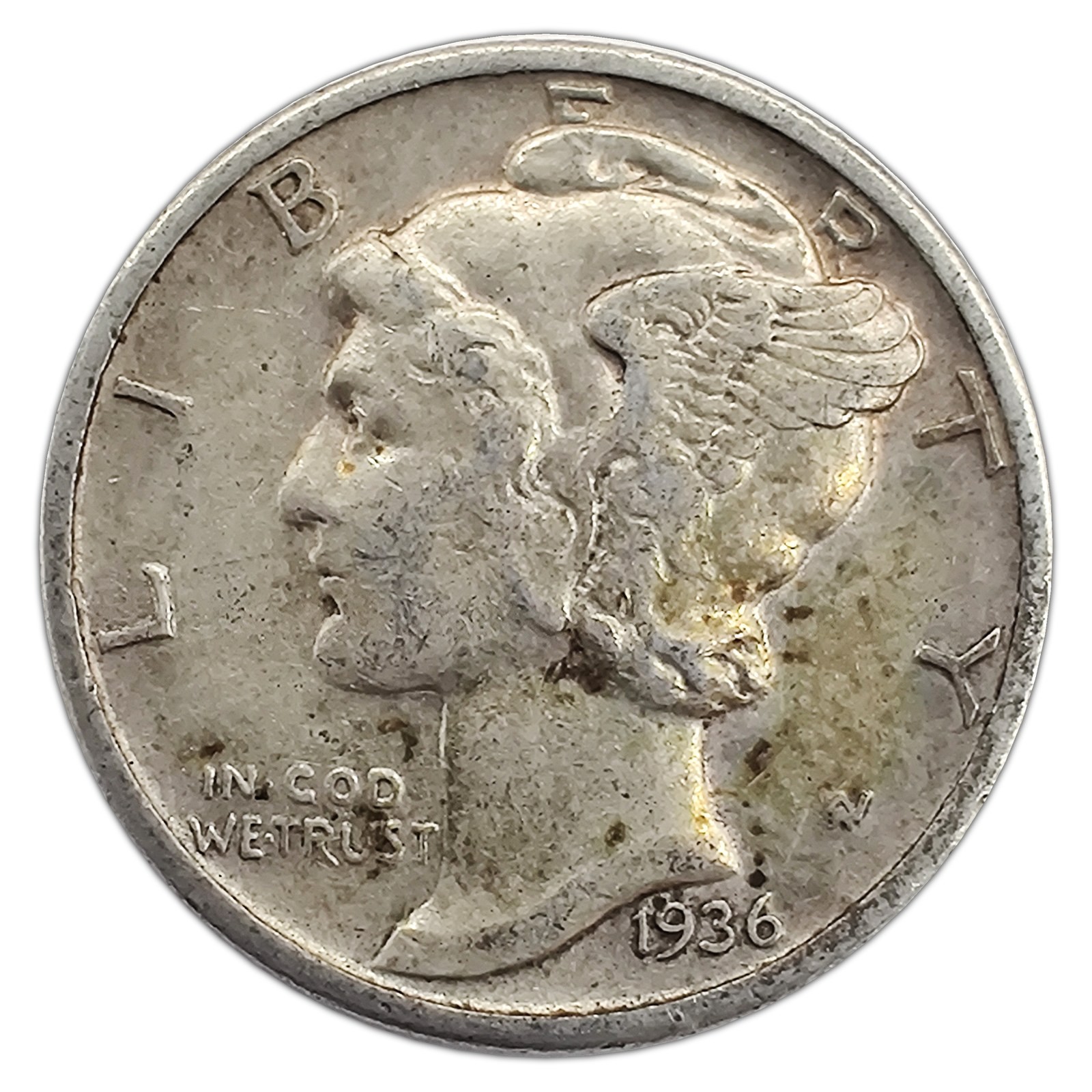 1936-S Mercury Dime VF Very Fine 90% Silver