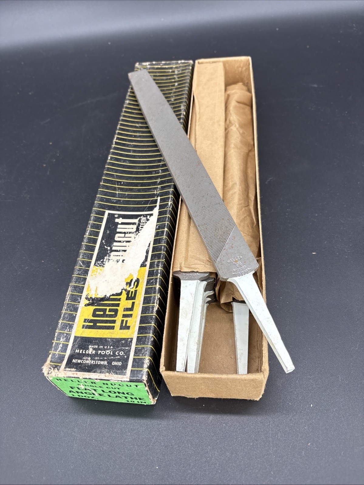 Heller NuCut Single Cut Long Flat Angle Lathe 10” File Unused With Horse Logo