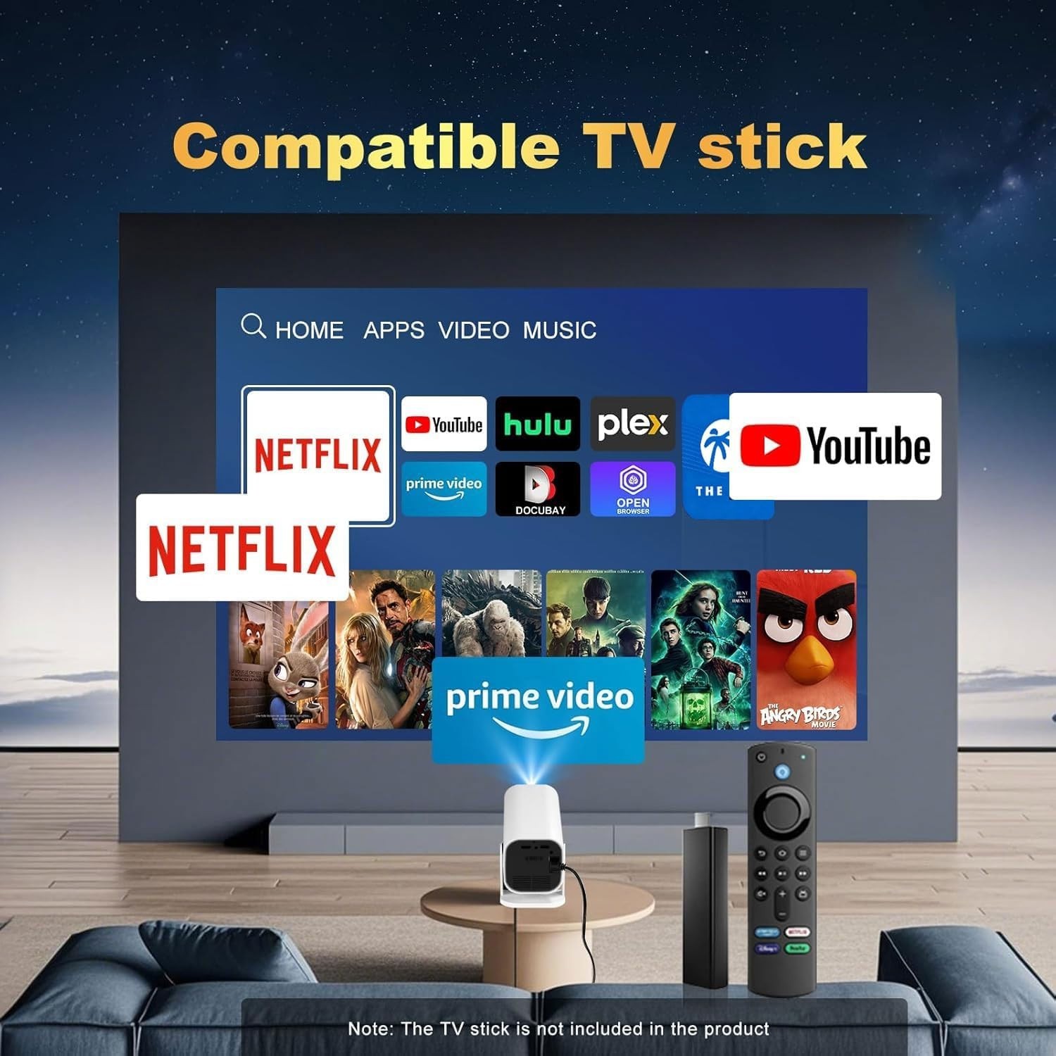 Electric Focus & 210° Rotation Mini Projector