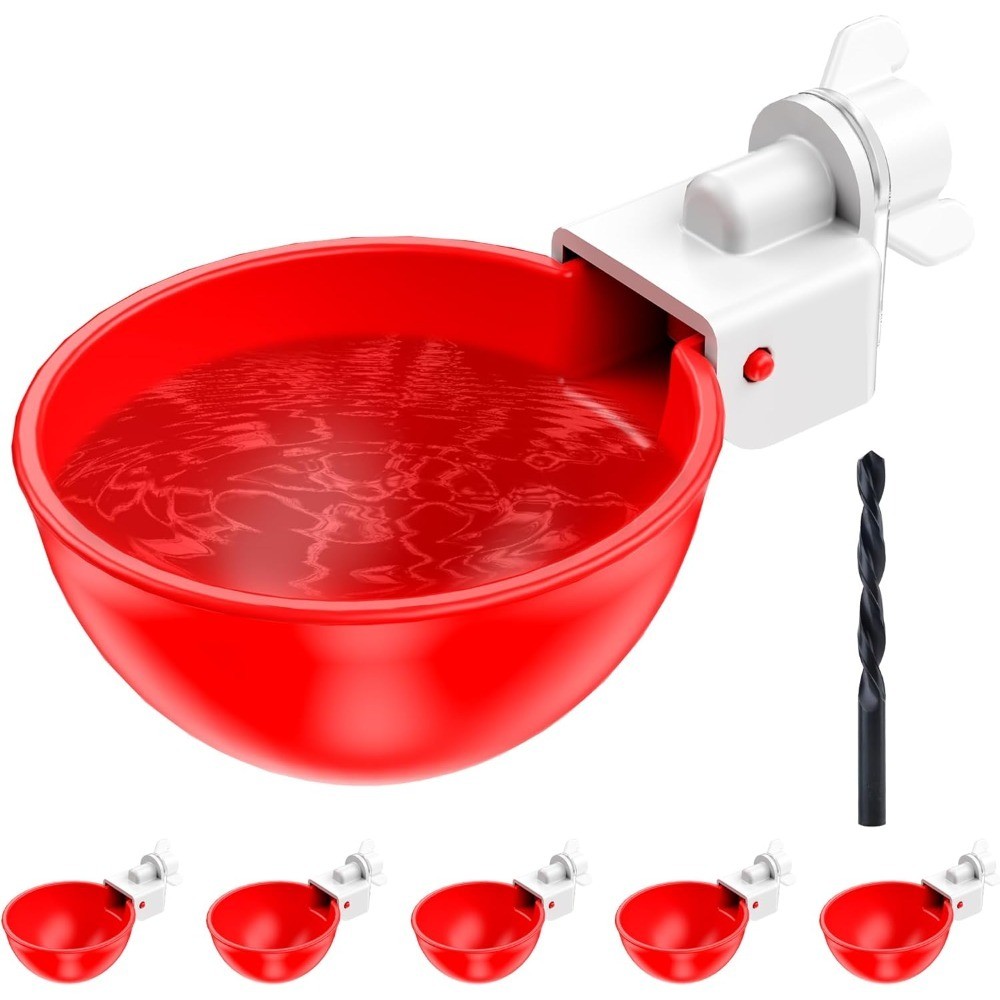 Automatic Chicken Waterer Cups, 6-Pack Poultry Drinking Valve with 3/8" Hole Saw