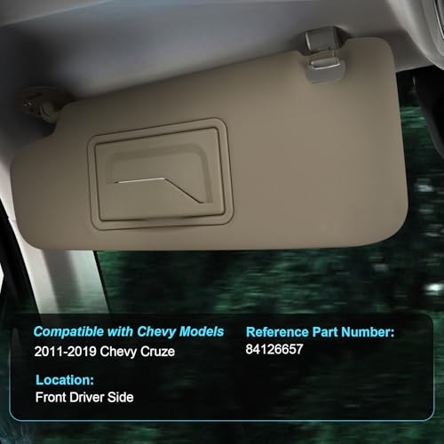 Sun Visor Driver Side for 2011-2019 Chevy Cruze, Beige, Left Left Driver Side