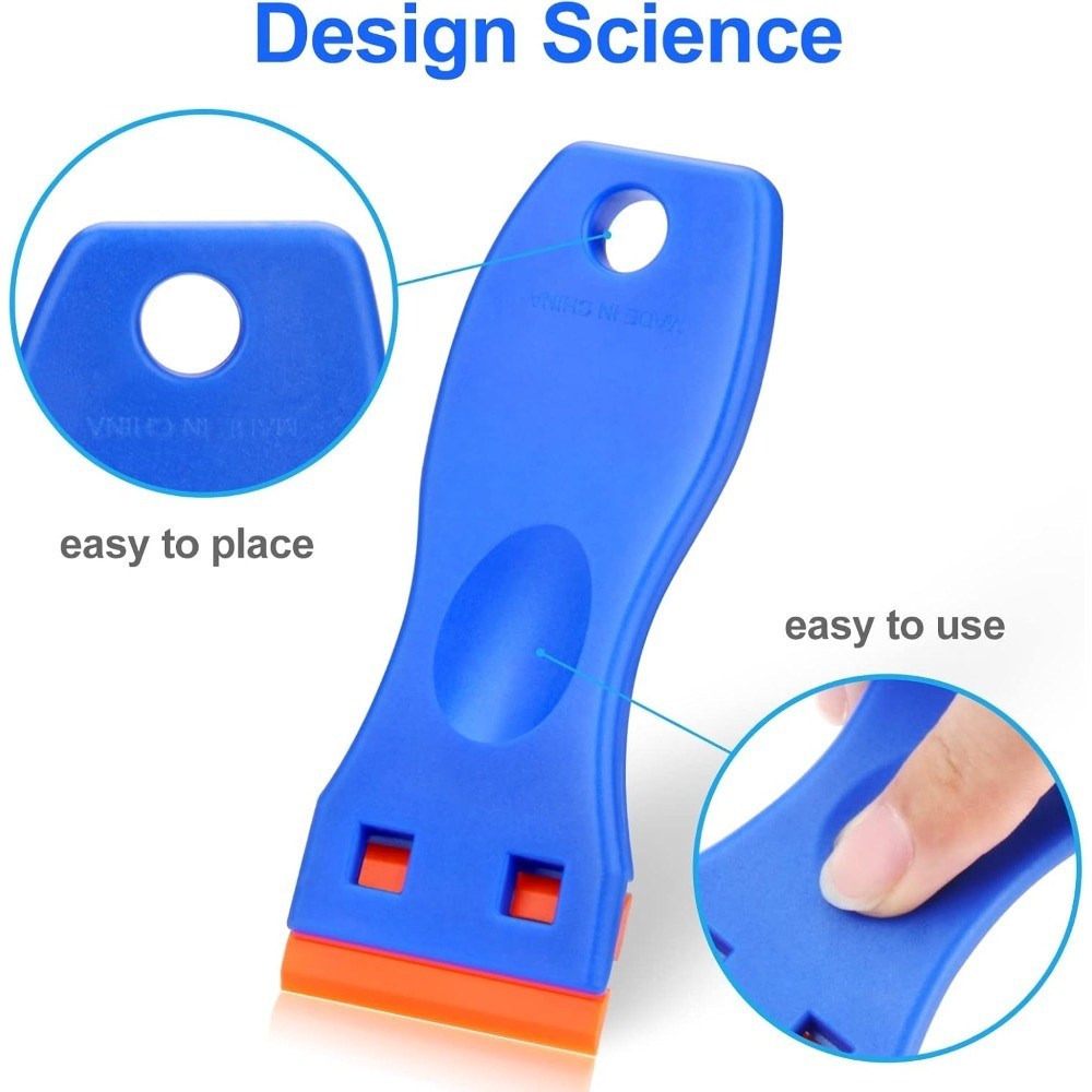 4 Pcs Plastic Razor Blade Scraper and 100 Pcs Blades, Remove Label Decal Tool，