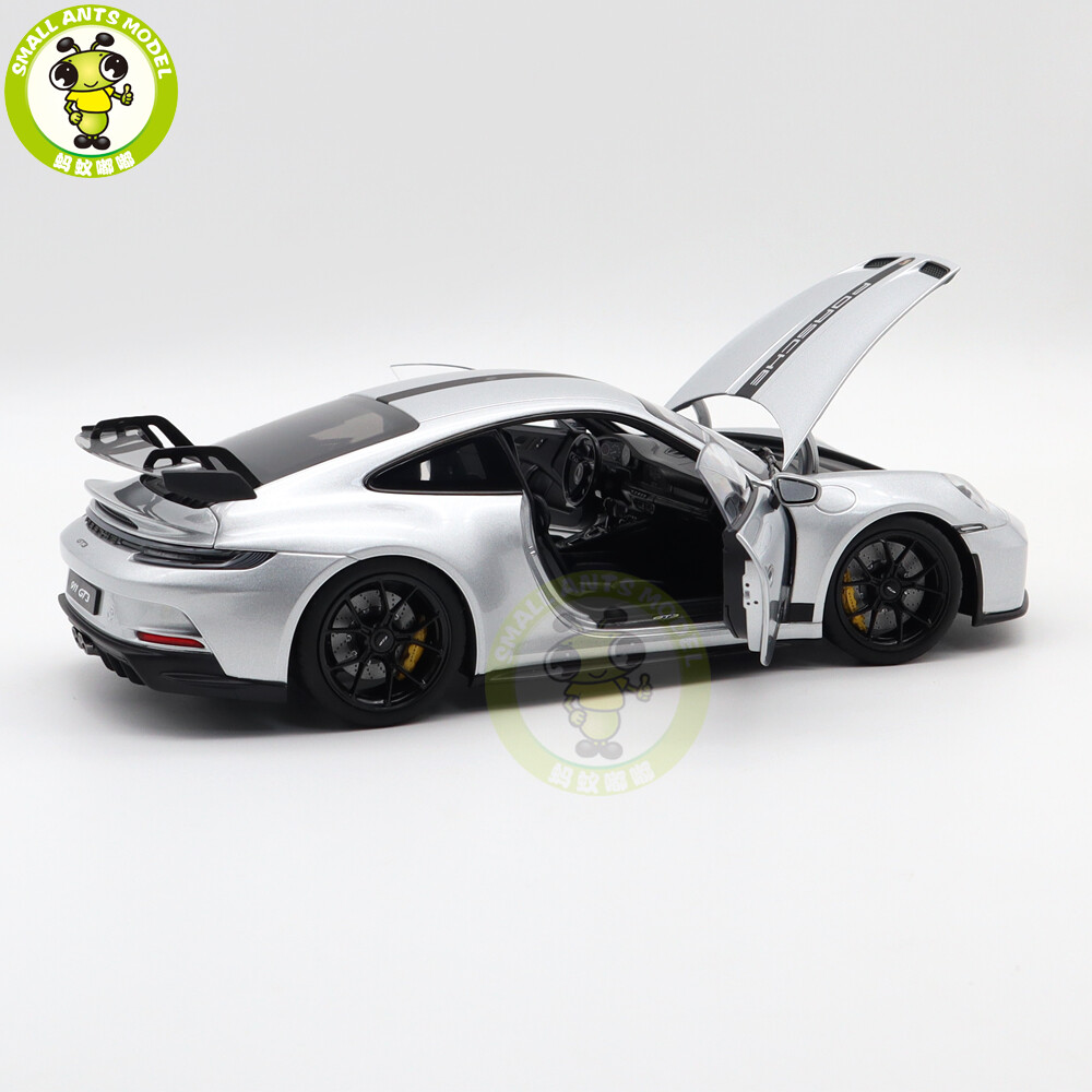 1/18 Porsche 911 992 GT3 2021 Norev 187317 Silver Black Strips Diecast Model Car