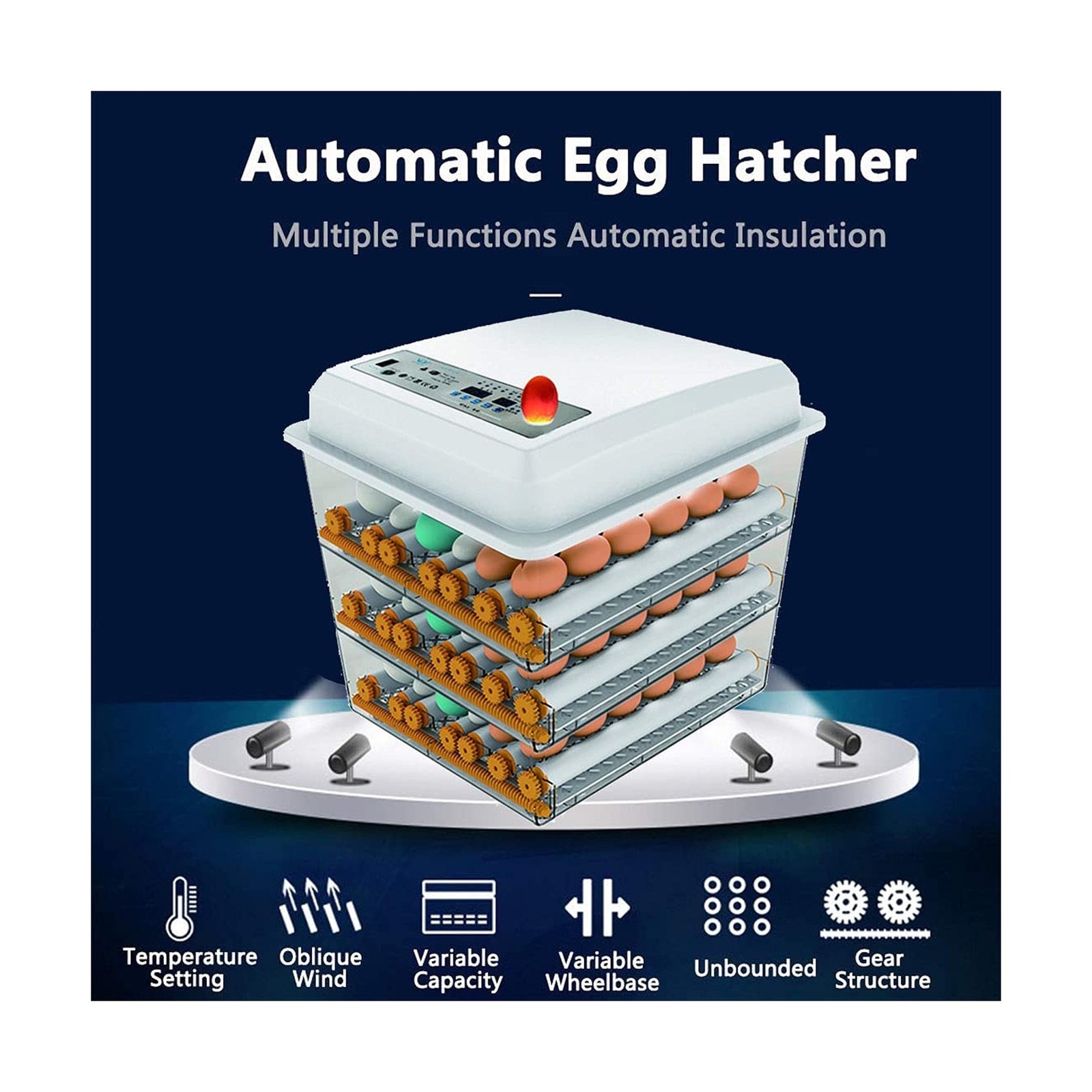JAEDO Automatic Egg Incubator 150~180 Egg Incubator Digital Automatic Hatcher...