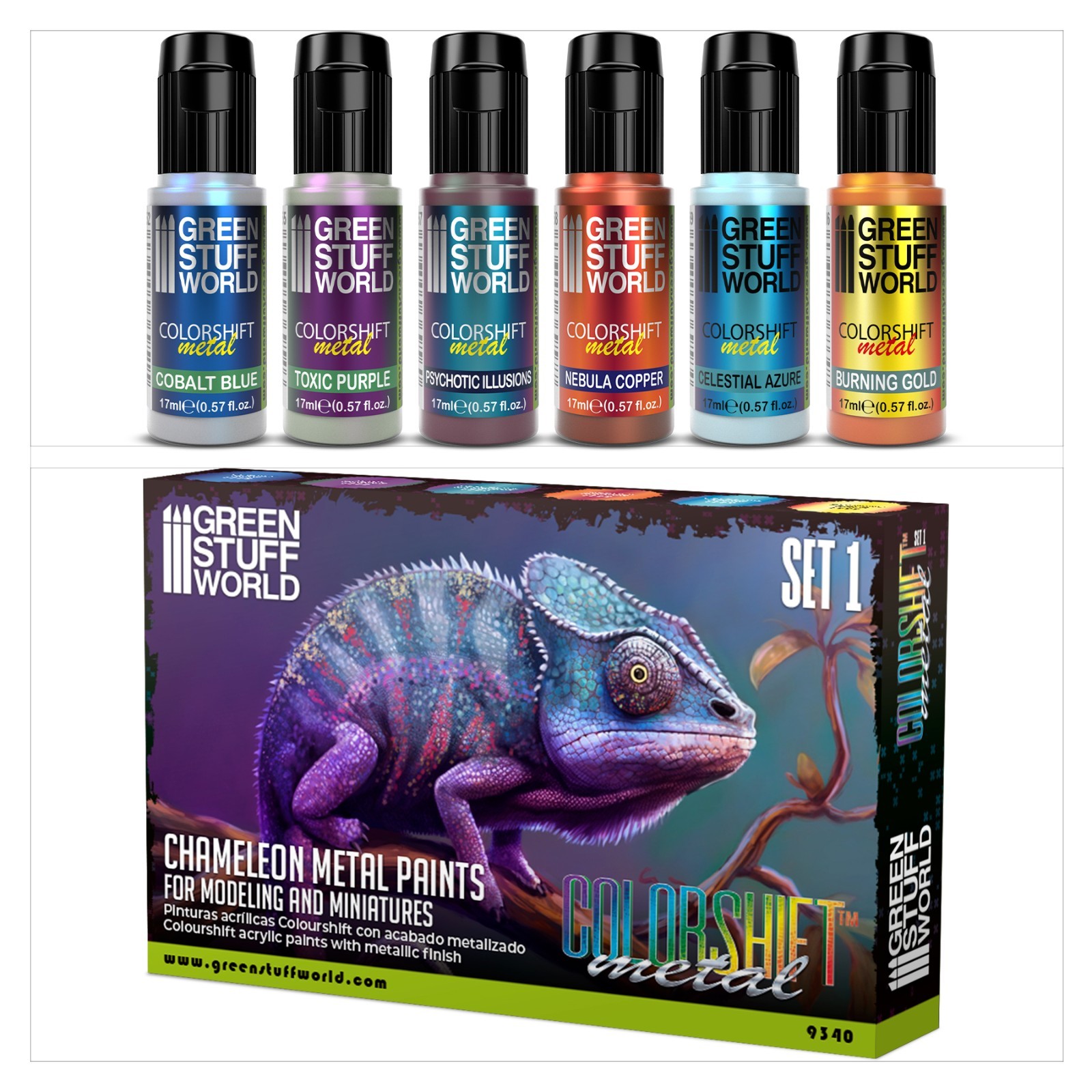 Chameleon Acrylic Paint Set 1 - COLORSHIFT  Airbrush Brush