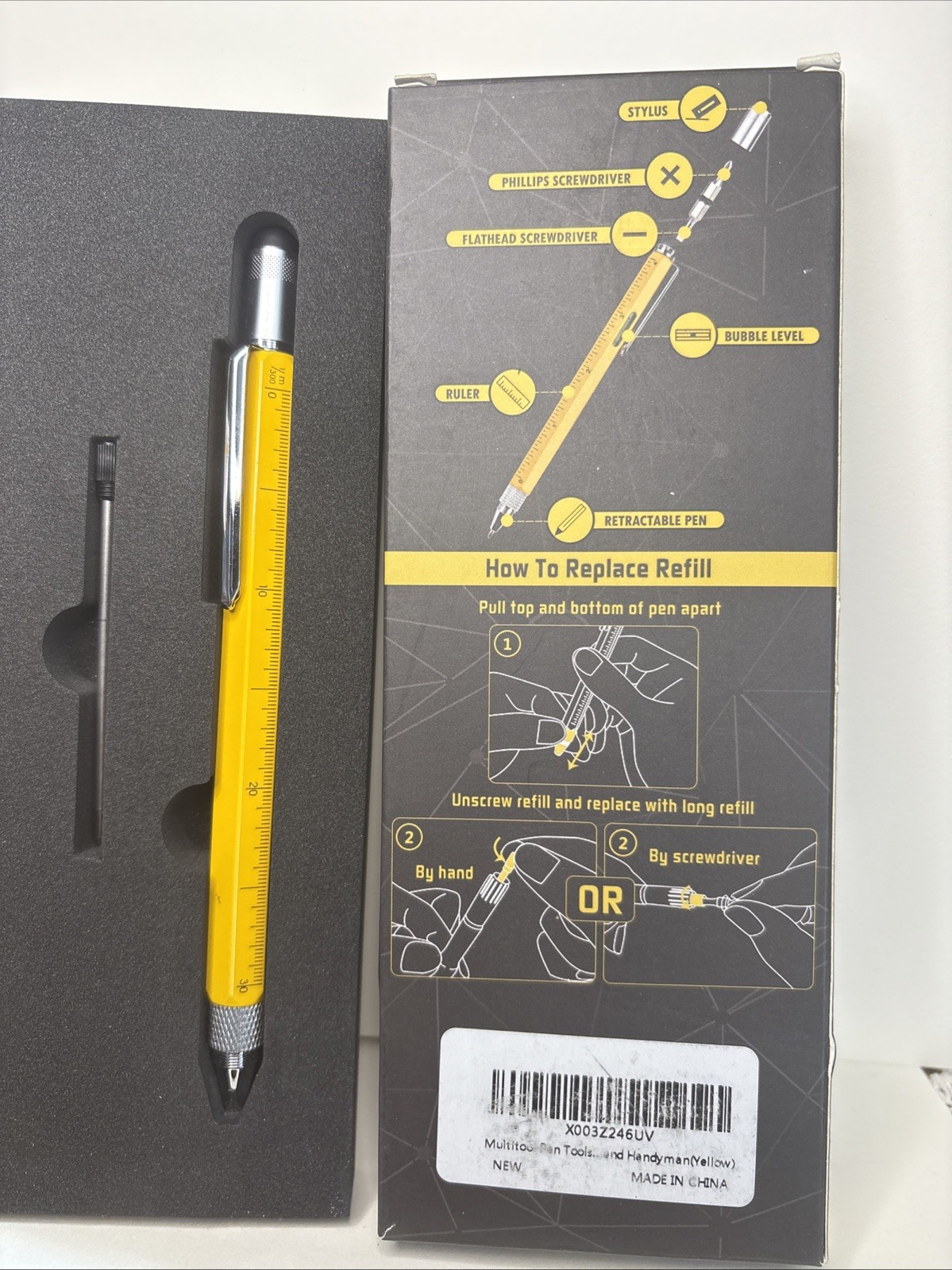 6 in 1 Multitool Pen Gadget - Tech Tool Pen with Screwdriver, Ruler & Level