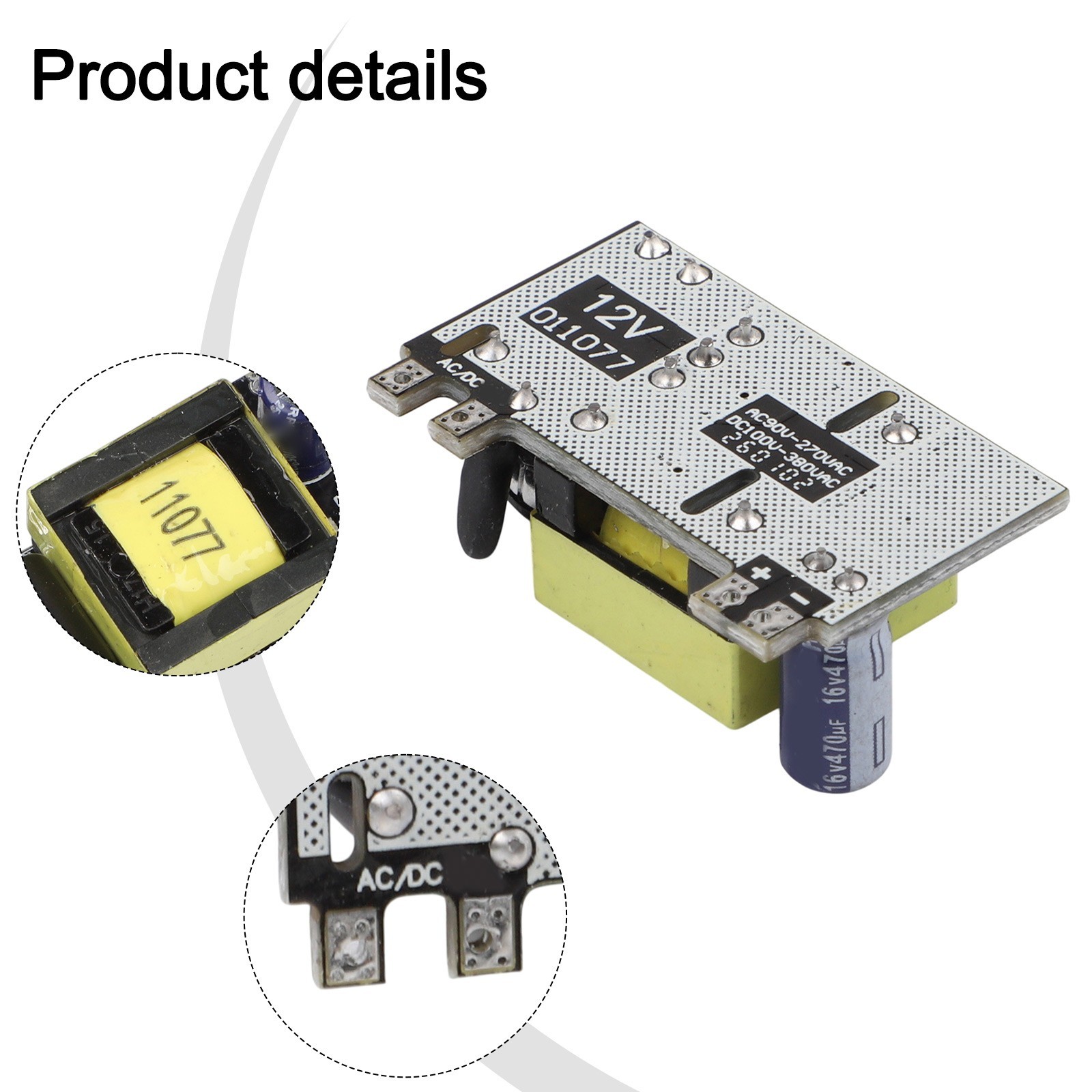 12V 1A Switching Power Supply for AC 85V 280V Input with Stable Output