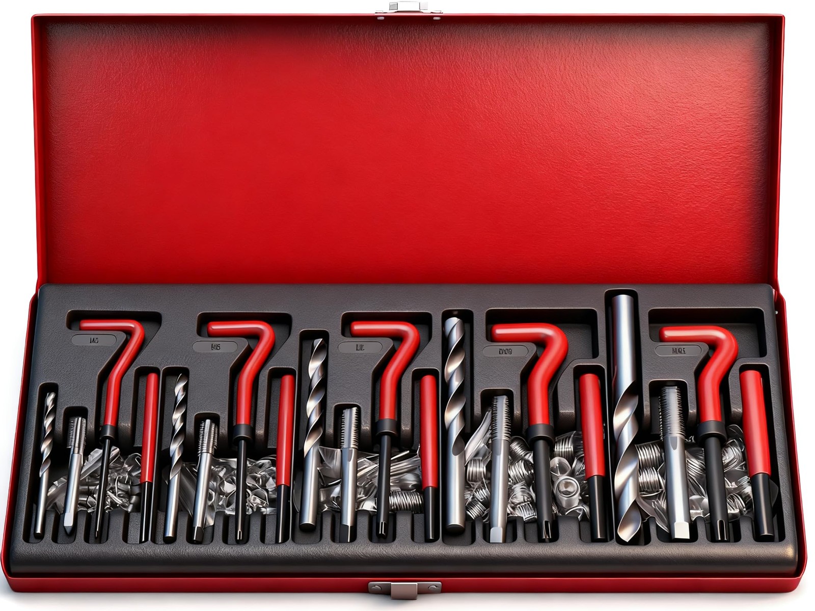 Metric Helicoil Thread Repair Kit: 131-Piece Heli Coil 131-Pc. Metric, Red