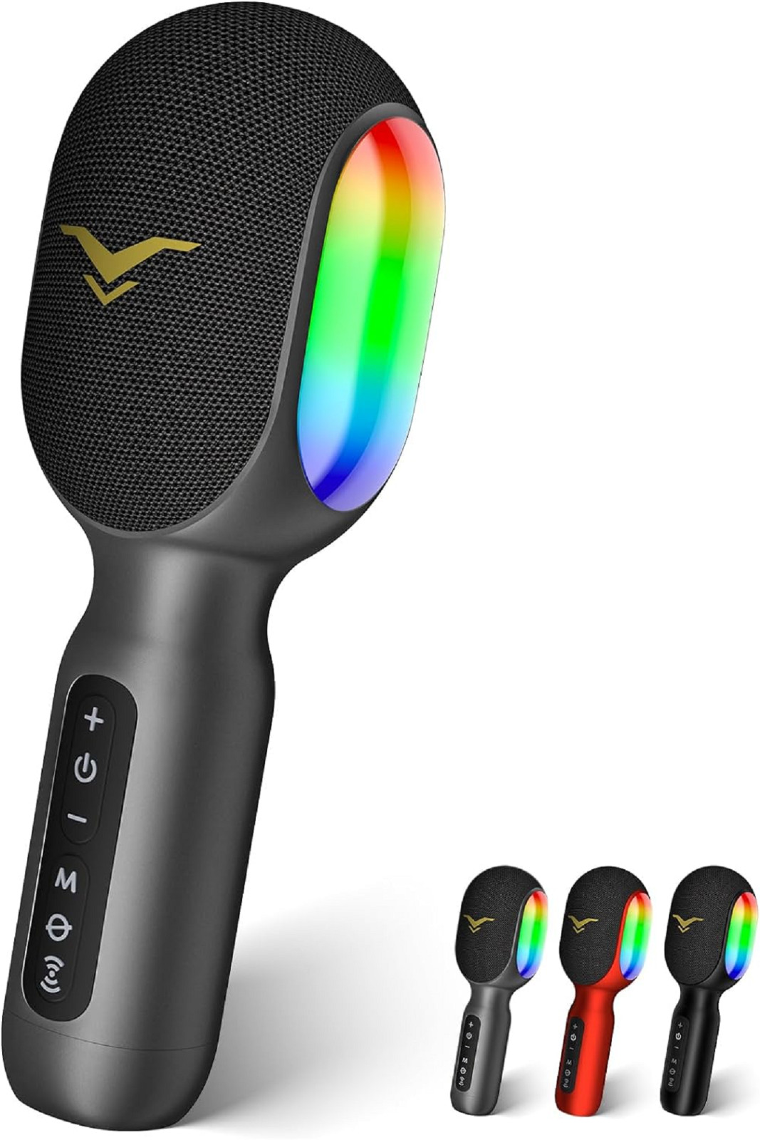 Micrófono inalámbrico Bluetooth para karaoke, altavoz portátil 5 en 1, luces RGB