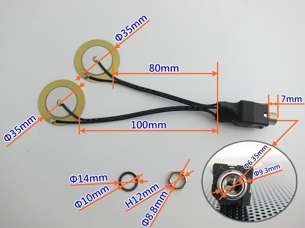 Goedrum 35mm Piezo with 6.3mm Jack / drum trigger for Metal Shell