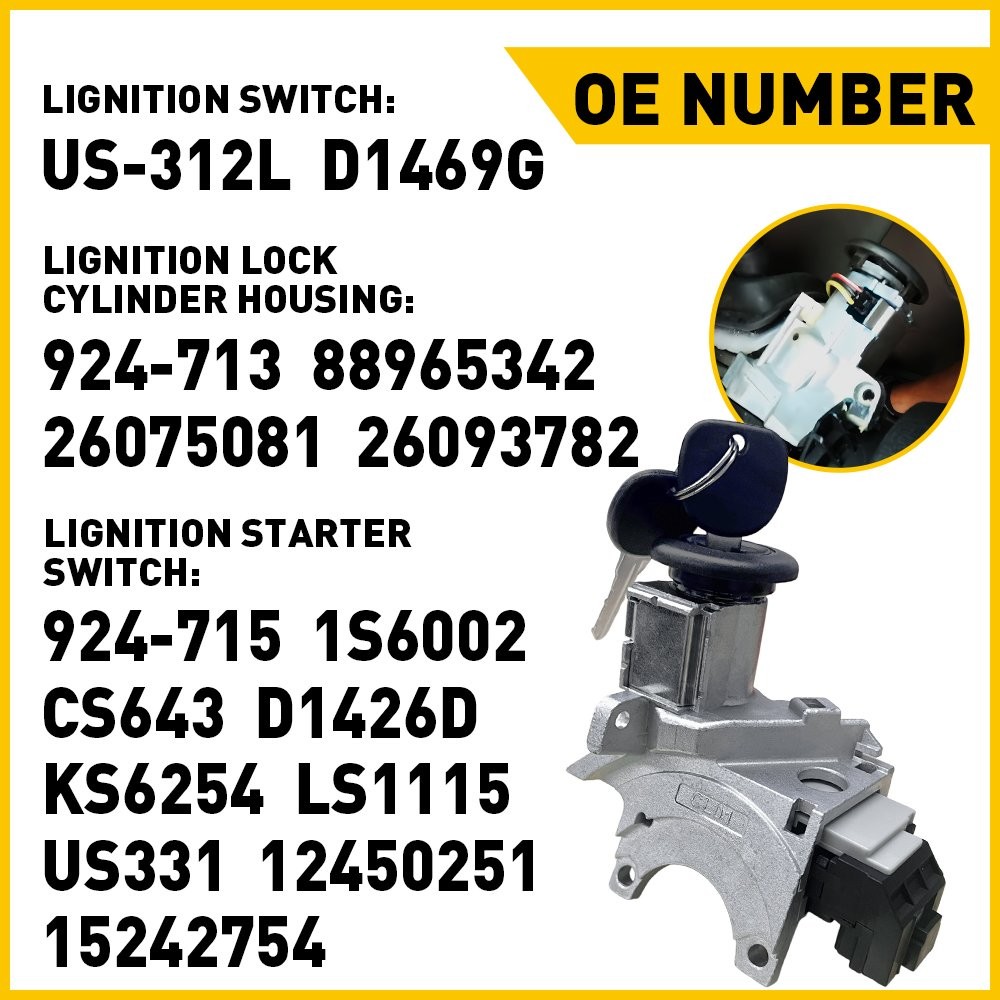 Ignition Switch & Front Door Lock Cylinders with 2 Keys Fit for Chevrolet GMC H2