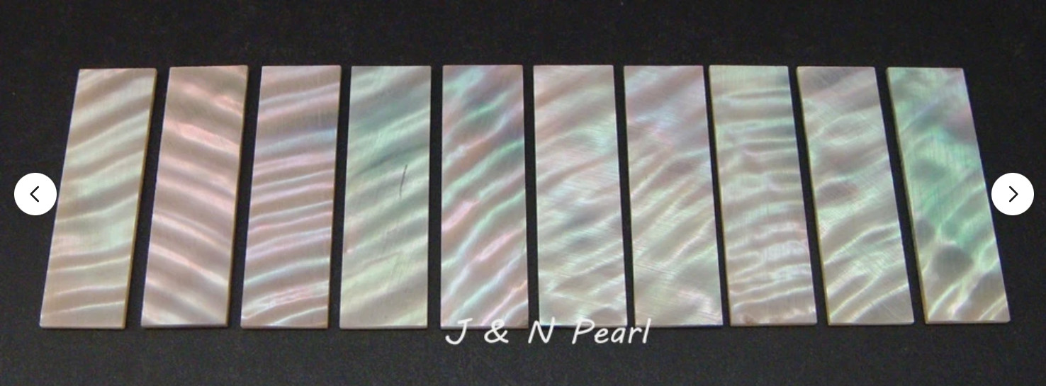 J&N Pearl 5pcs 29x8x1mm Green Abalone Selected Rippled Plate Cello Bow Slide