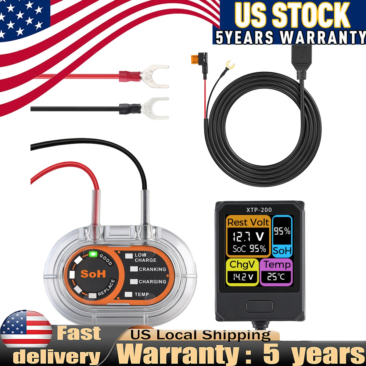 12V Battery Monitor Tester Temperature Monitoring Voltage Cranking/Charging NEW