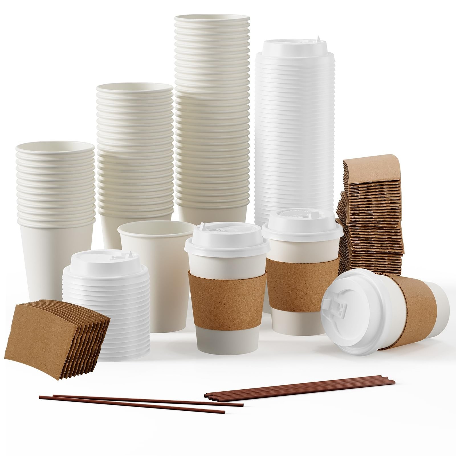JOLLY PARTY [50 Pack] 12 oz Paper Coffee Cups, Disposable Paper Coffee Cup wi...