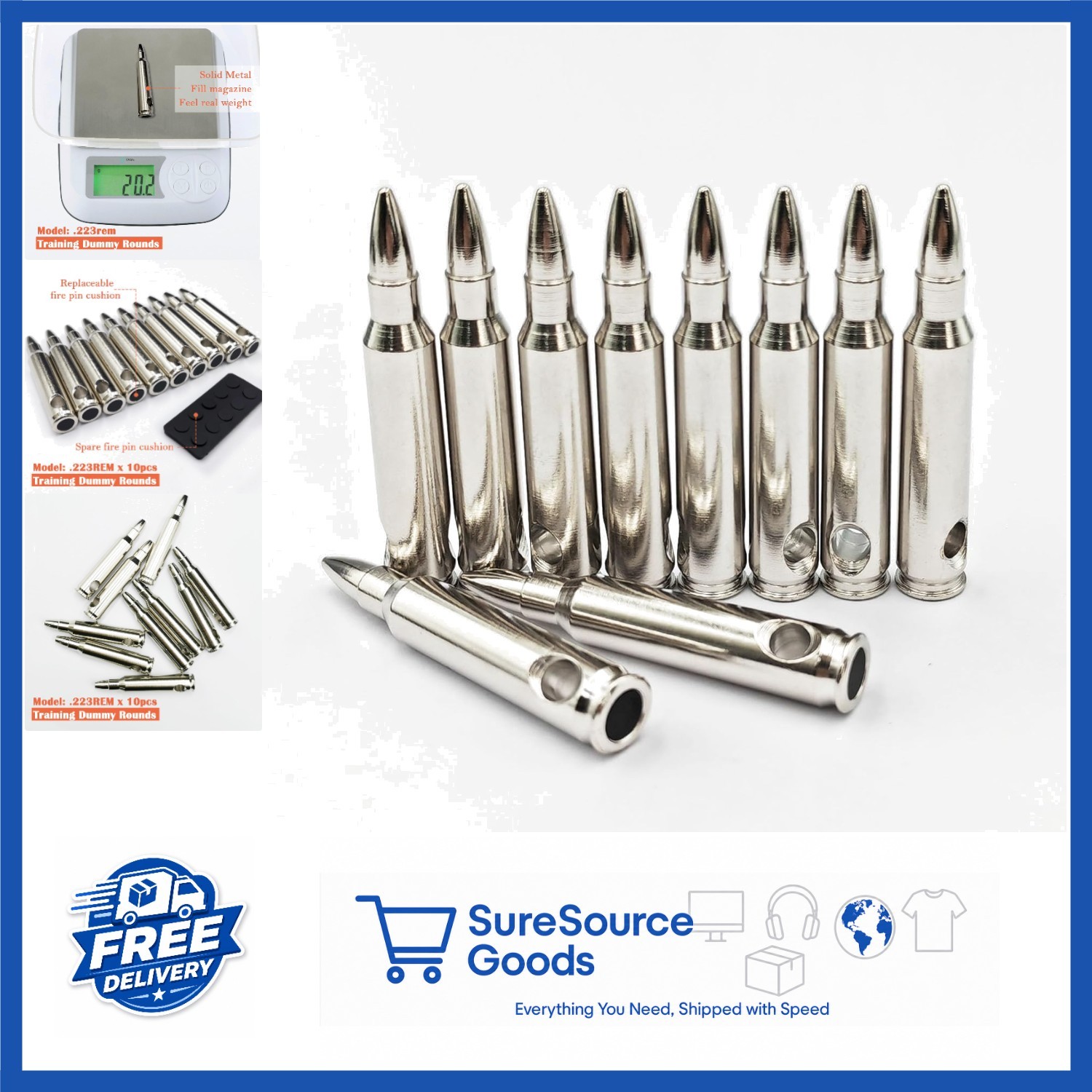 Metal Practice Rounds for Rifle Shooting Dry Fire Training Snap Cap 223 Rem