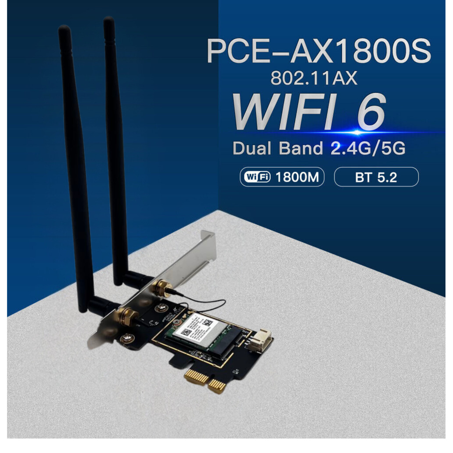 WiFi 6 PCIe WiFi Card for Desktop AX1800 Bluetooth 5.2 WPA3 802.11ax Dual Band