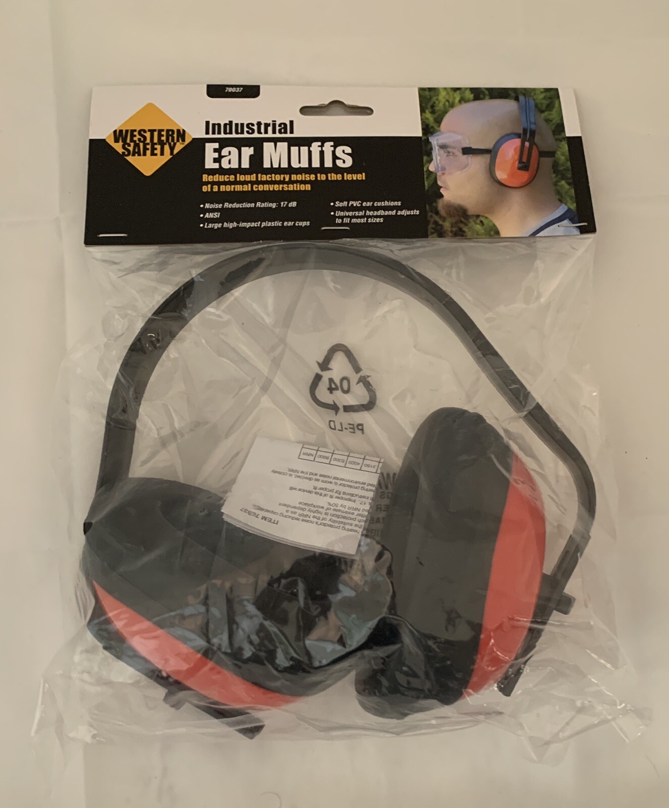 NEW Western Safety Unisex Adult Noise Reducing Industrial Ear Muffs Red One Size