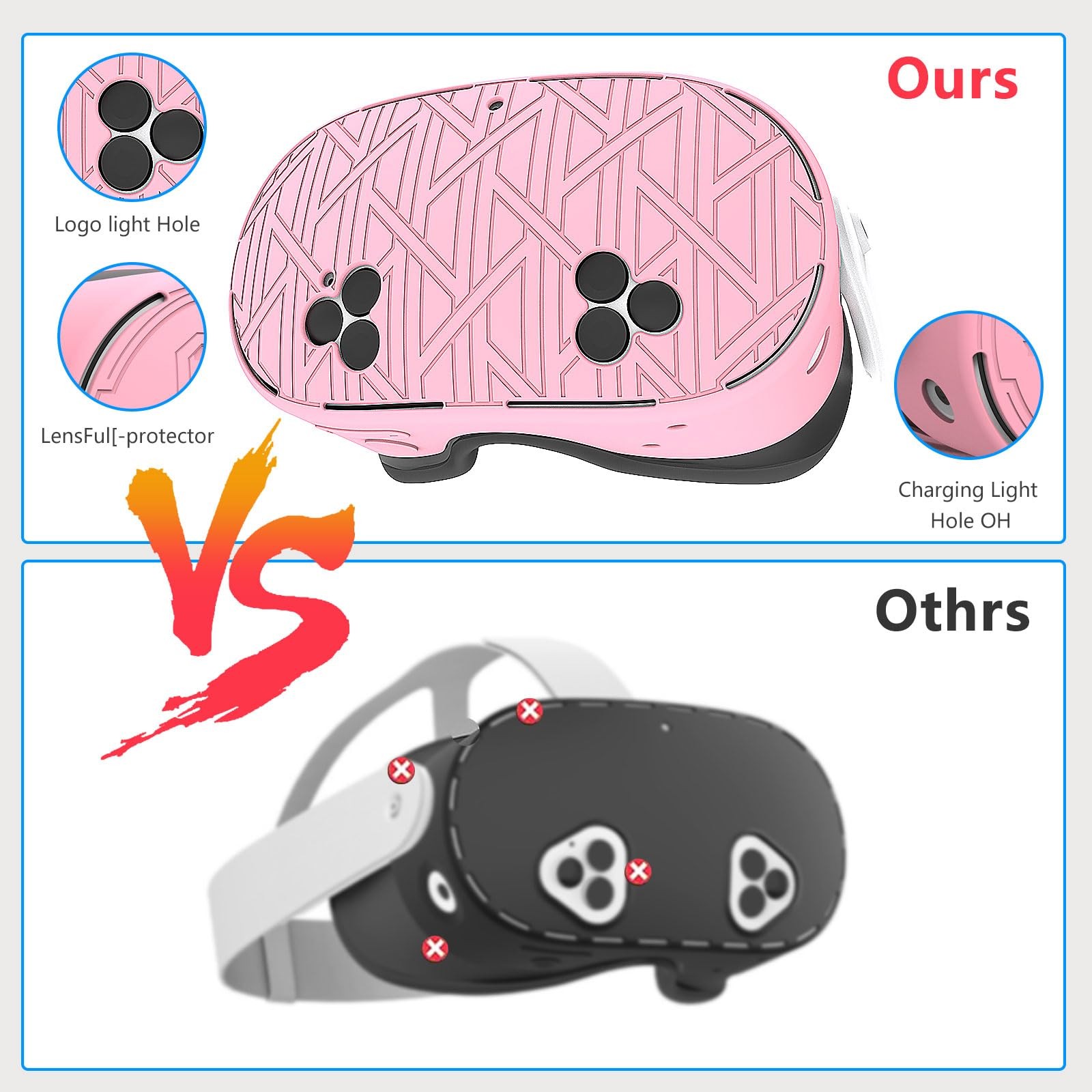 MLemonVR Silicone Cover Set for Meta/Oculus Quest 3s 3s, Pink