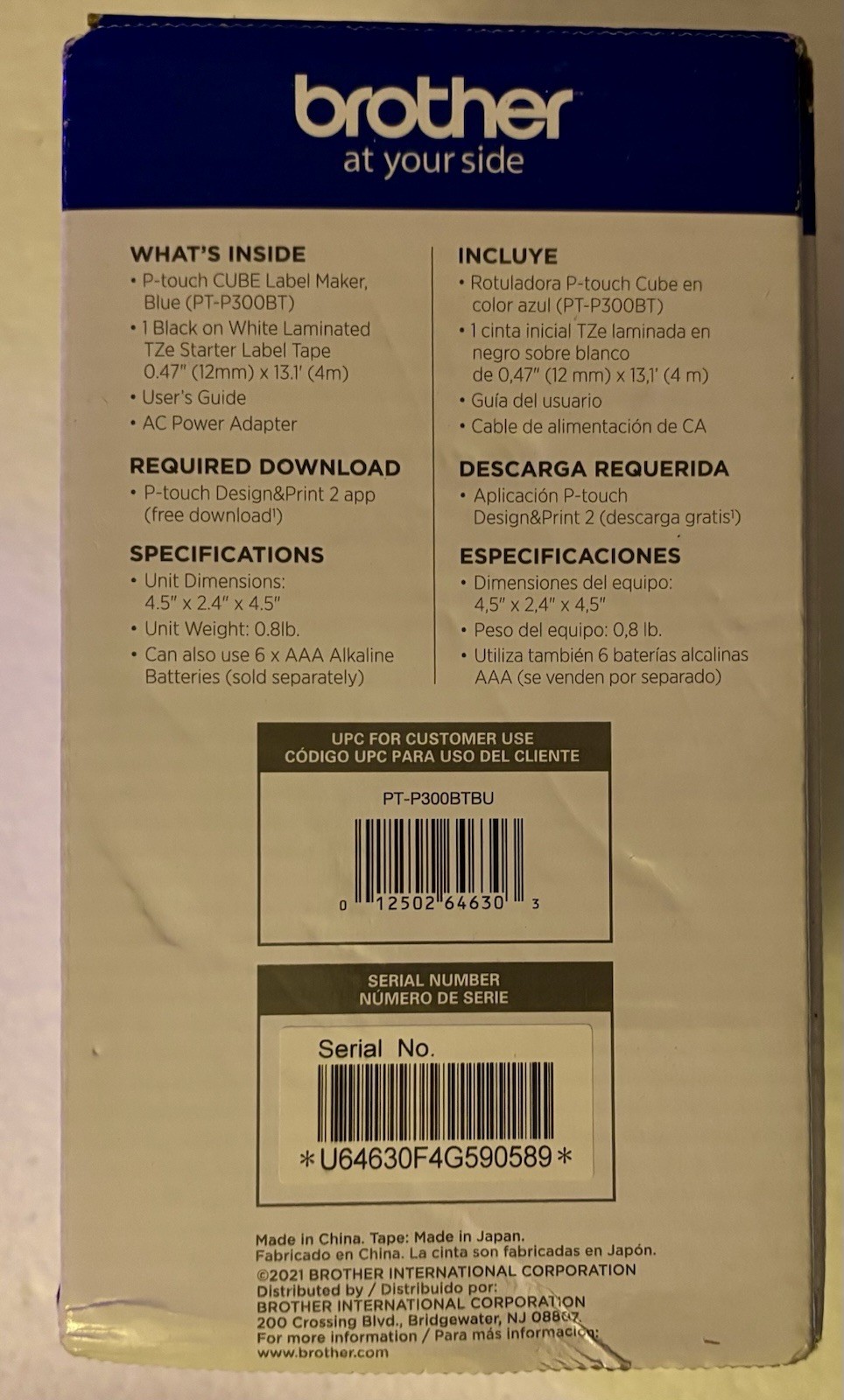 Brother P-touch CUBE Connected Label Maker PT-P300BTBU “NEW”