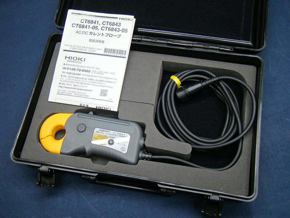 HIOKI CT6841 AC/DC Current Probe 20A 0.1V/A with Case Manual Tested USED