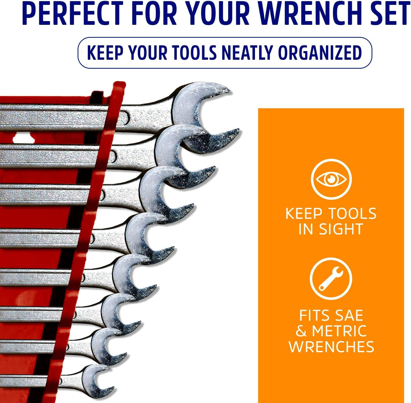 2010 Reverse 12 Piece Wrench Rack, Tool Organizer for Tool Box, Tool Cart or Wal