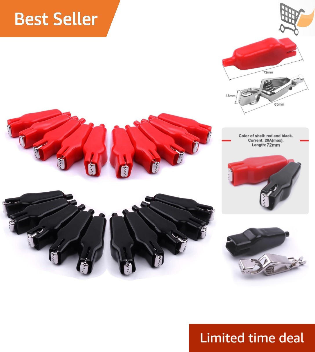20PCS Insulated Alligator Clips 20A Heavy Duty Clips for Electrical Testing