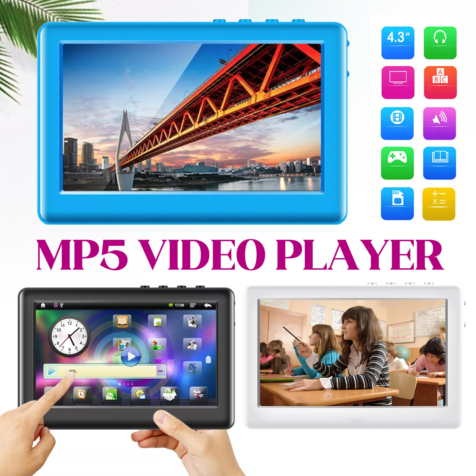 MP4 MP5 Video Player 4.3" Touch Screen MP3 Music Small Tablet Learning Tool