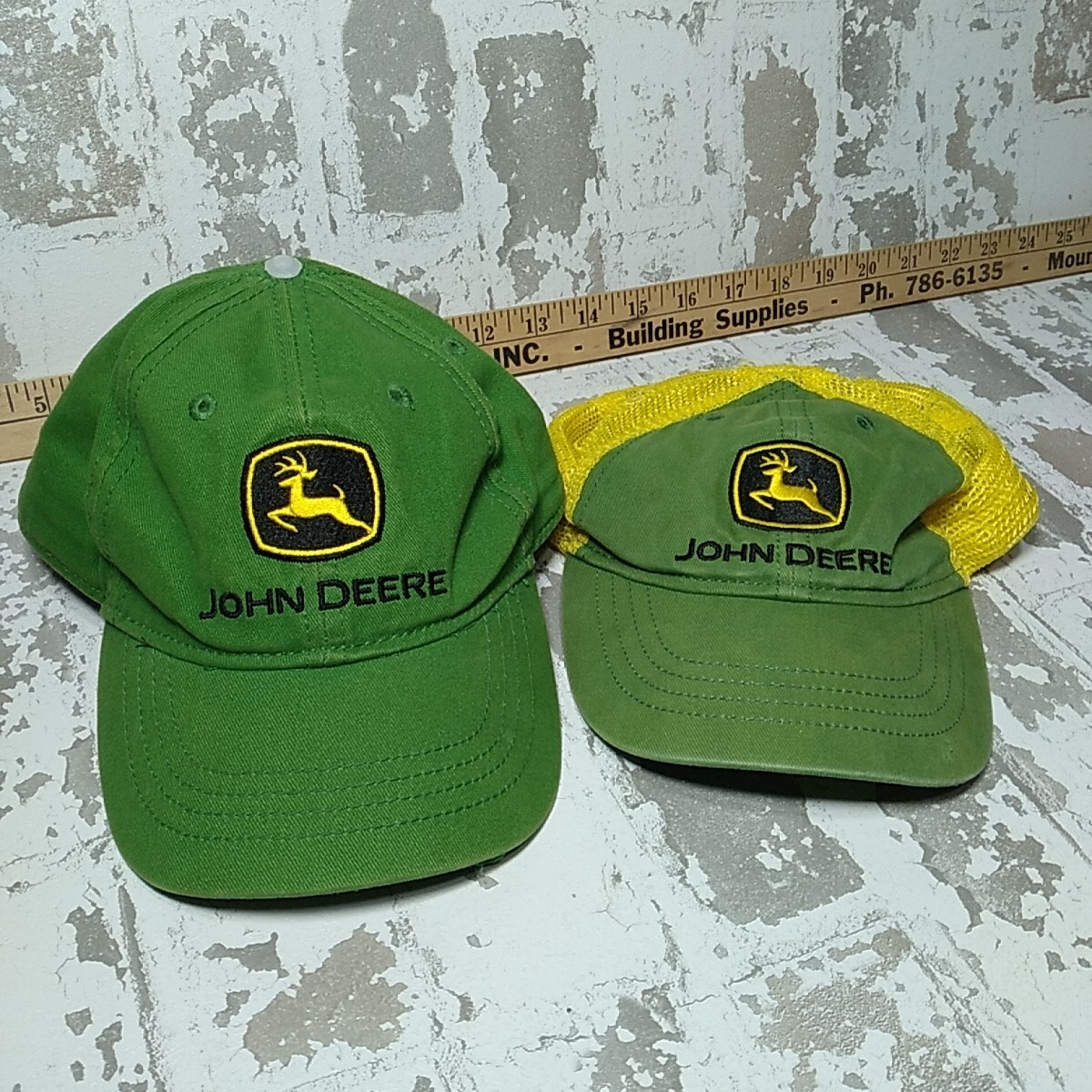 2 - John Deere Toddler Youth Kids Green Yellow Deer Logo Hat Cotton/Polyest
