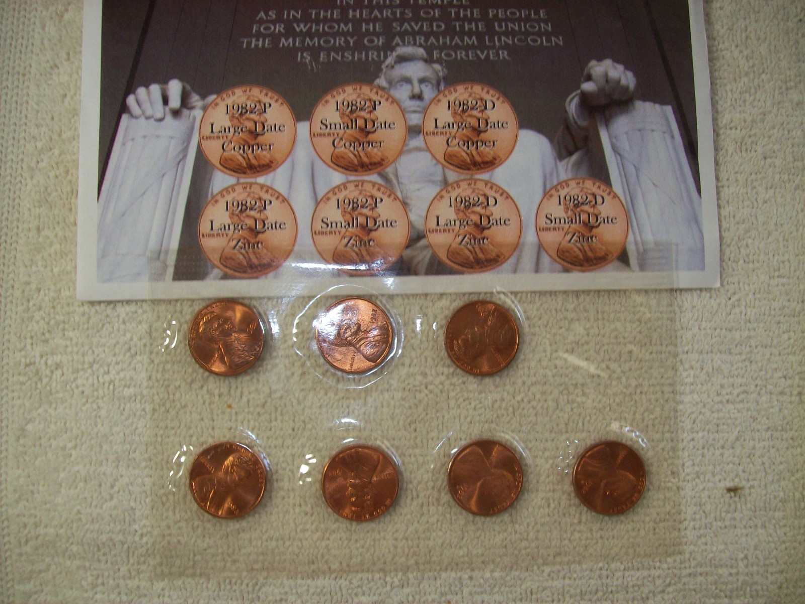 1982 P&D  MINT SET 7 VARIETIES LINCOLN CENTS
