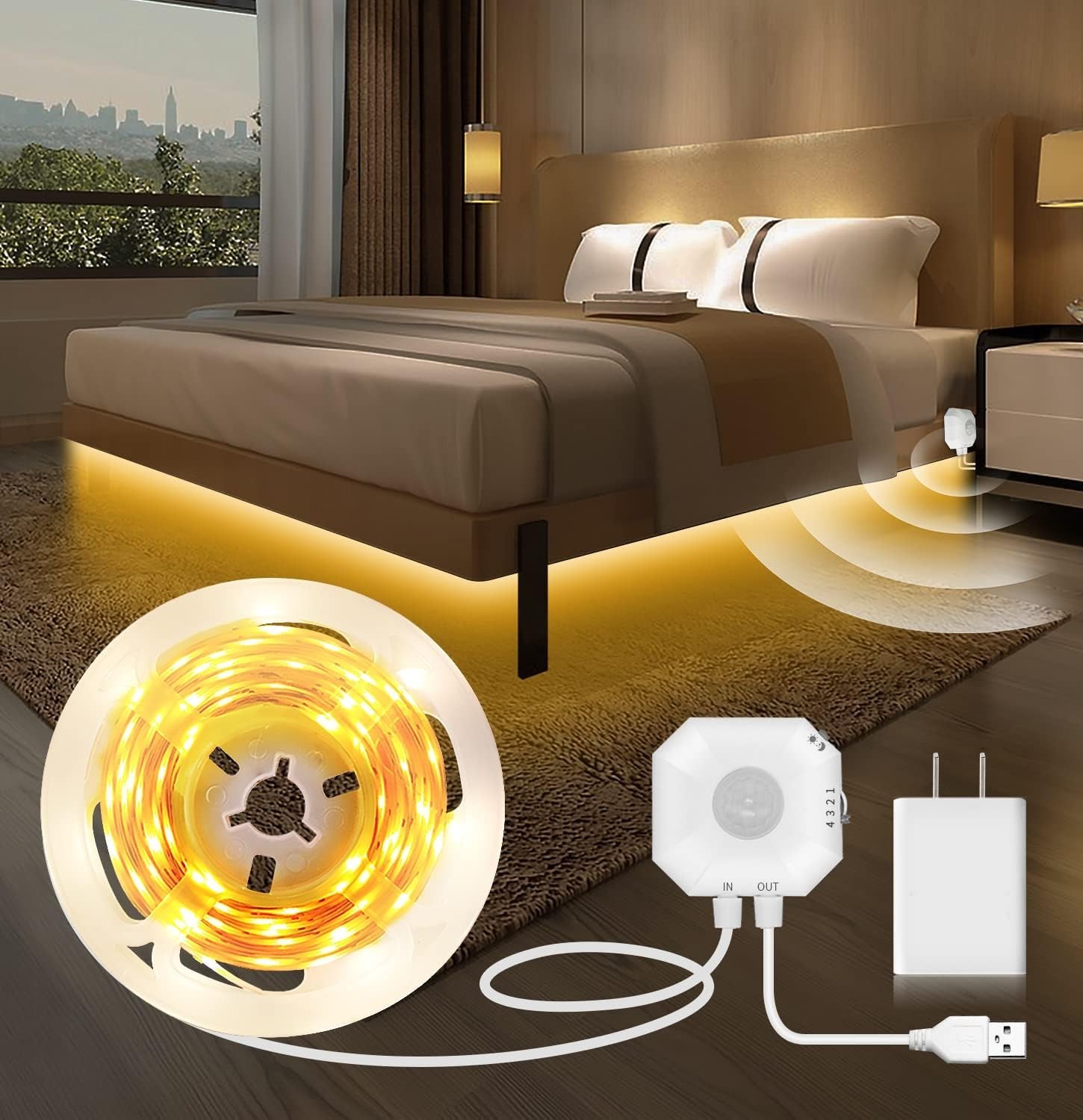 Motion Sensor Light Indoor Under Bed Lights Under Cabinet Lights, Motion Activat