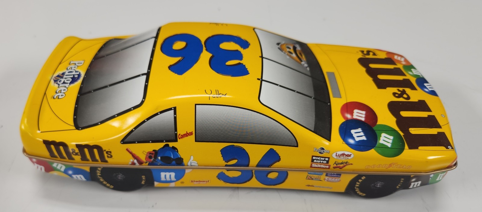 Vintage M&M  NASCAR 36 Yeller Candy Tin