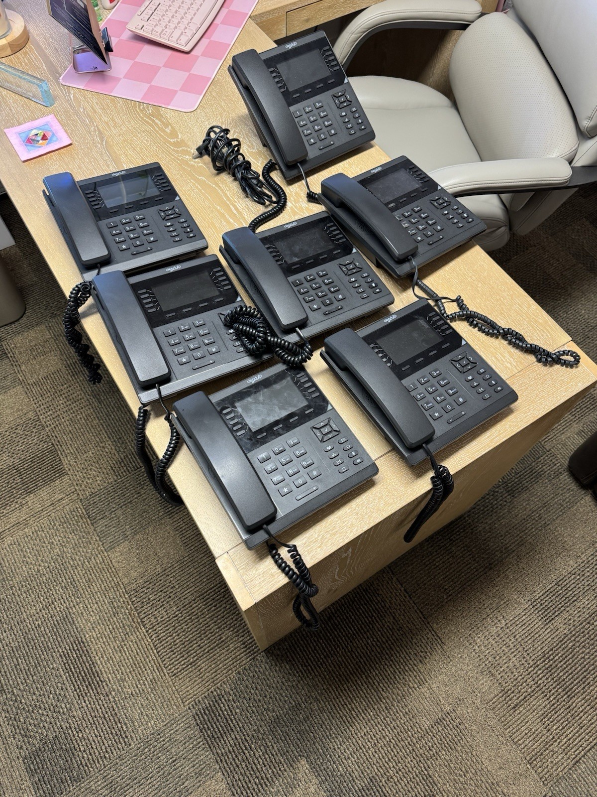 Lot of 12 ClearlyIP Business VoIP IP Desk Phones w/ Stands & Cables - Tested