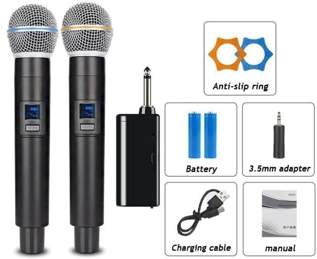 Rechargeable 2.4G Wireless Microphone System with Noise Reduction & Receiver