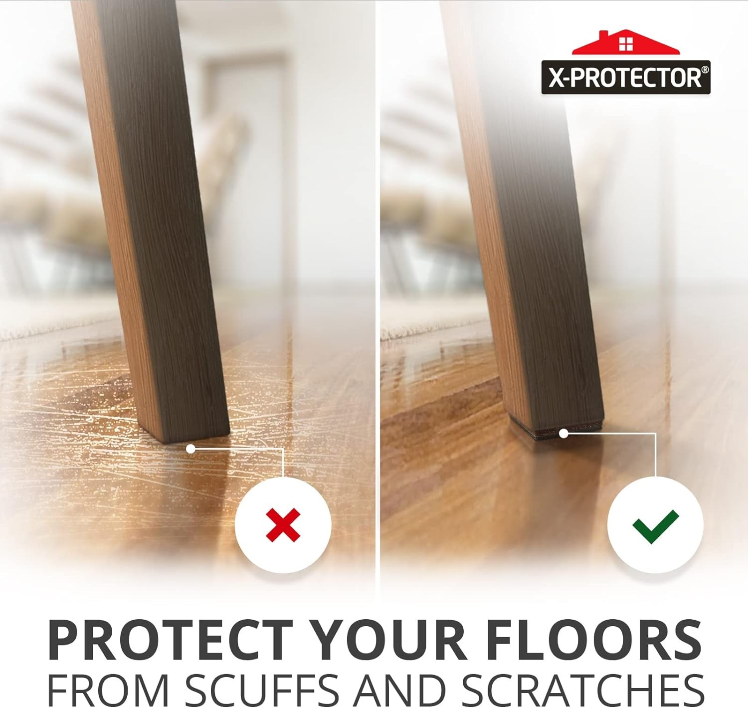 X-PROTECTOR Non Slip Furniture Pads – 24 24 Square 1.5", Black / Brown