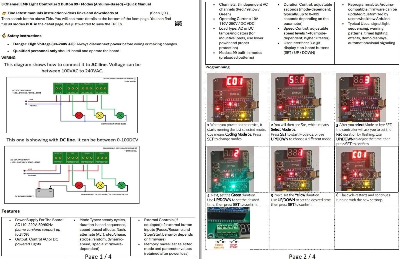 Arduino-Compatible Light Chaser Controller - 3 Way with Built-in LED Indicators