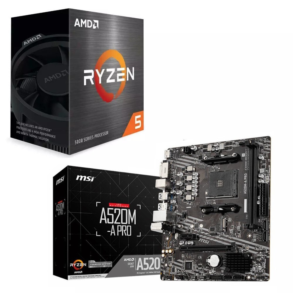 🔥 AMD Ryzen 5 5500 6-Core 4.2 GHz CPU + MSI A520M-A PRO AM4 MicroATX Combo