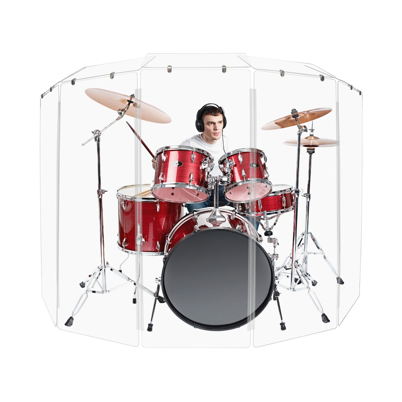 Acrylic Drum Shield Drum Screen DS4D L with Full length Hinges Total Height 6ft