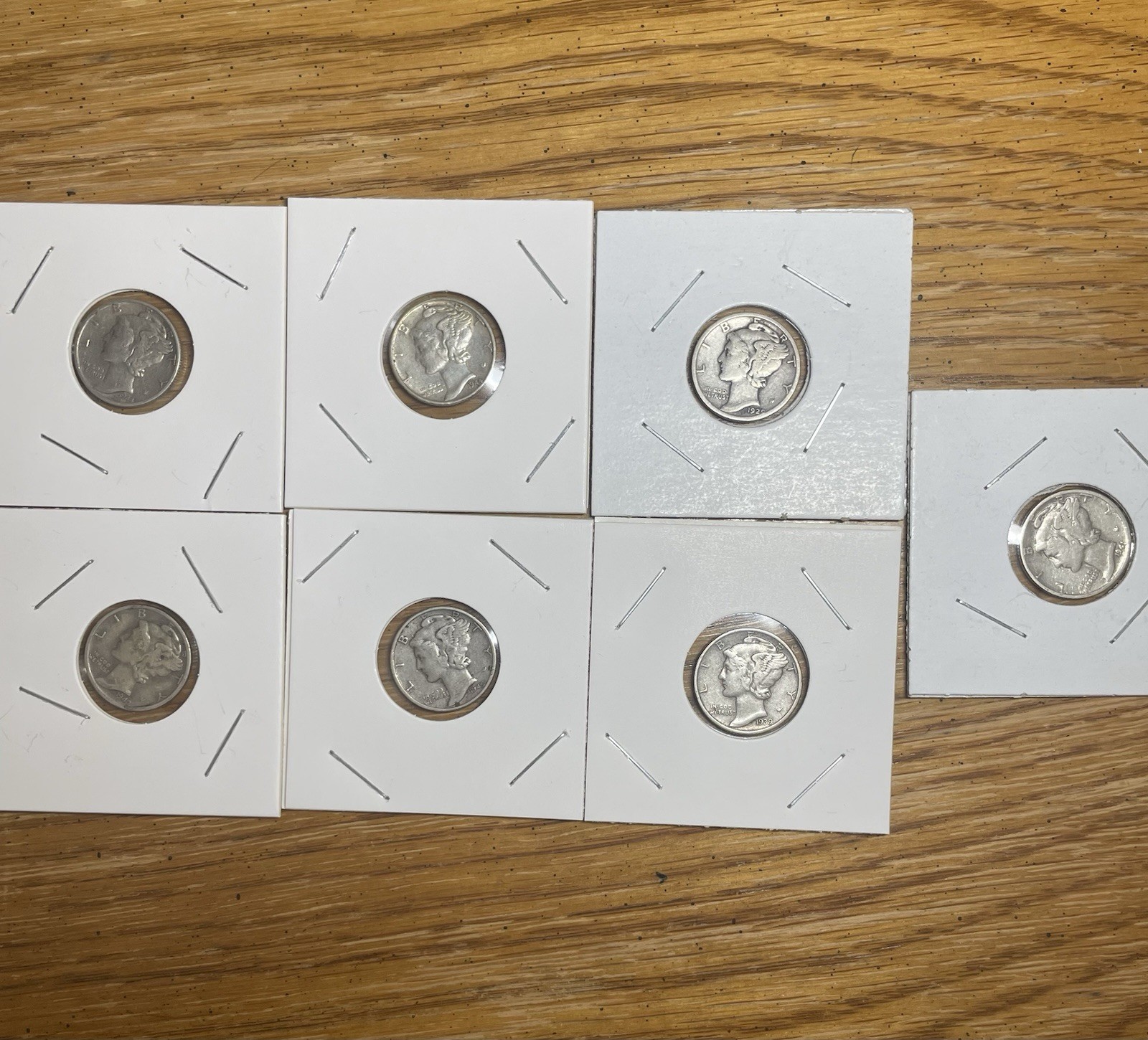 7 Mercury Dimes (1916-1945) Assorted Dates 90% US Silver Coins