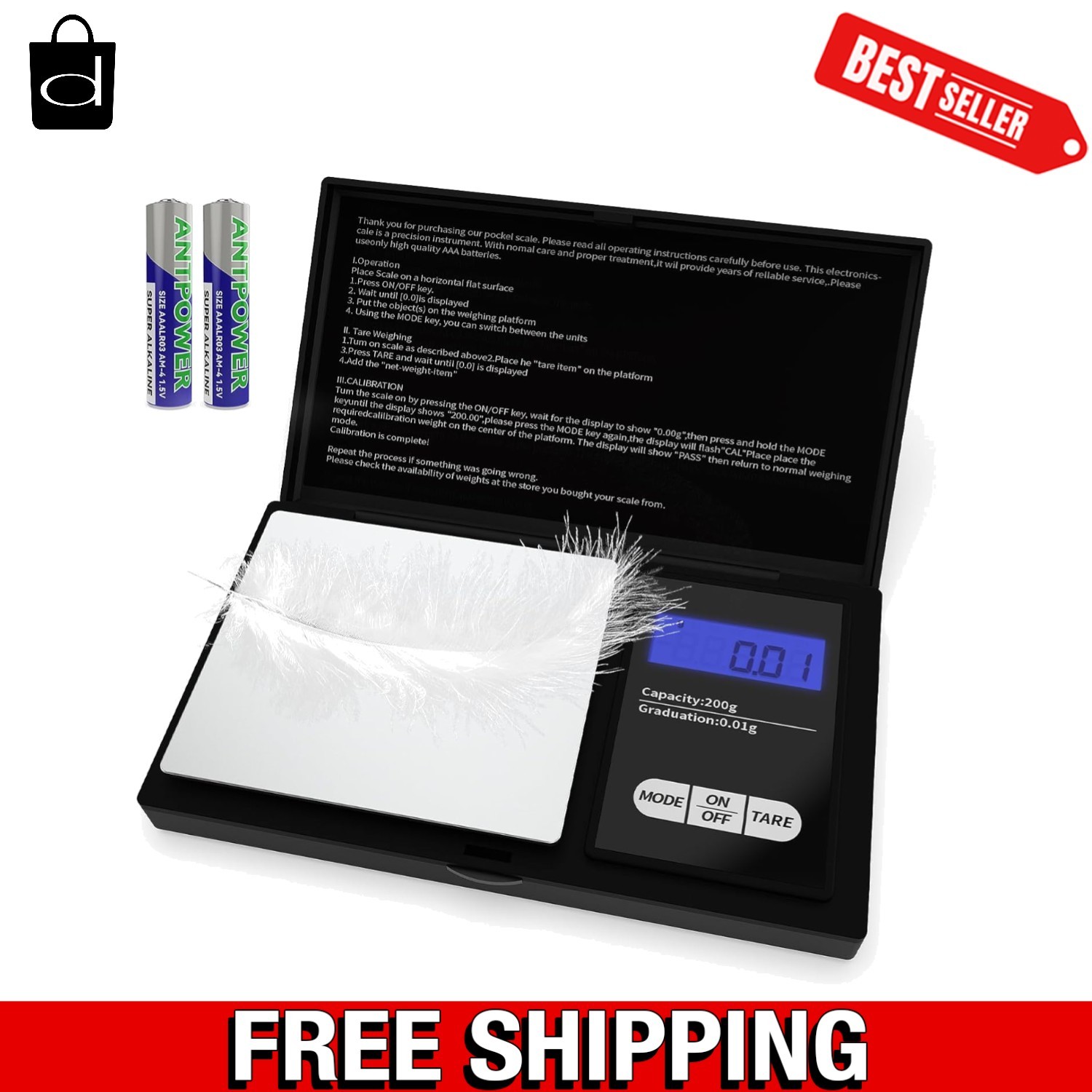Milligram Scale 50G/0.001G, Portable Jewelry Scale .001 Gram Accuracy, Mg Scale,
