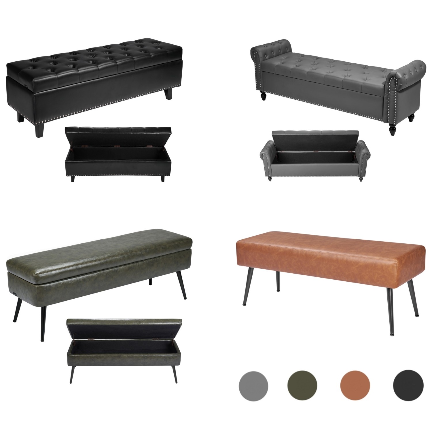 Uimoso PU Leather Ottoman Bench Shoe Seat w/ Metal Legs Shoe Bench for Entryway