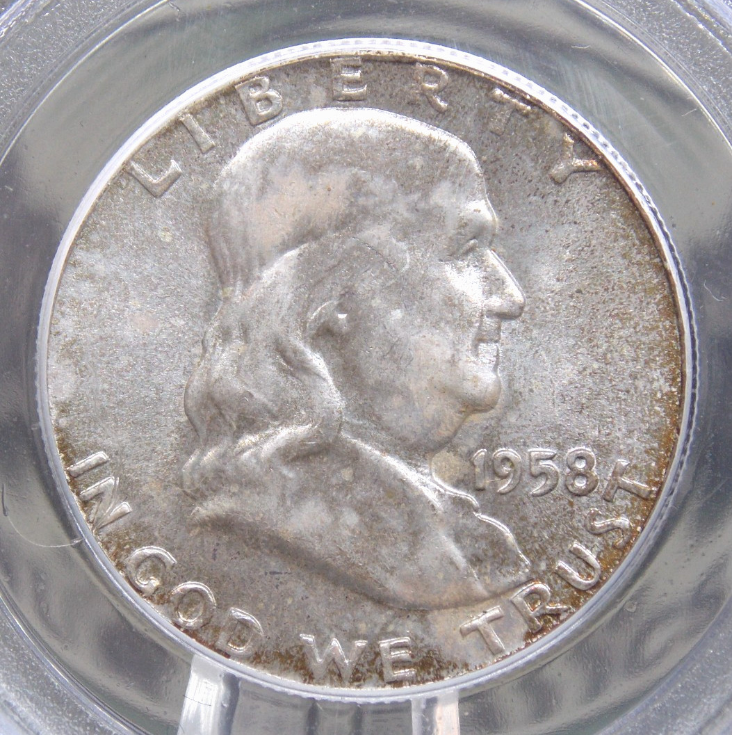 1958 "P" Franklin Half Dollar 50c PCGS MS65 FBL #079 Full Bell Lines OGH ECC&C