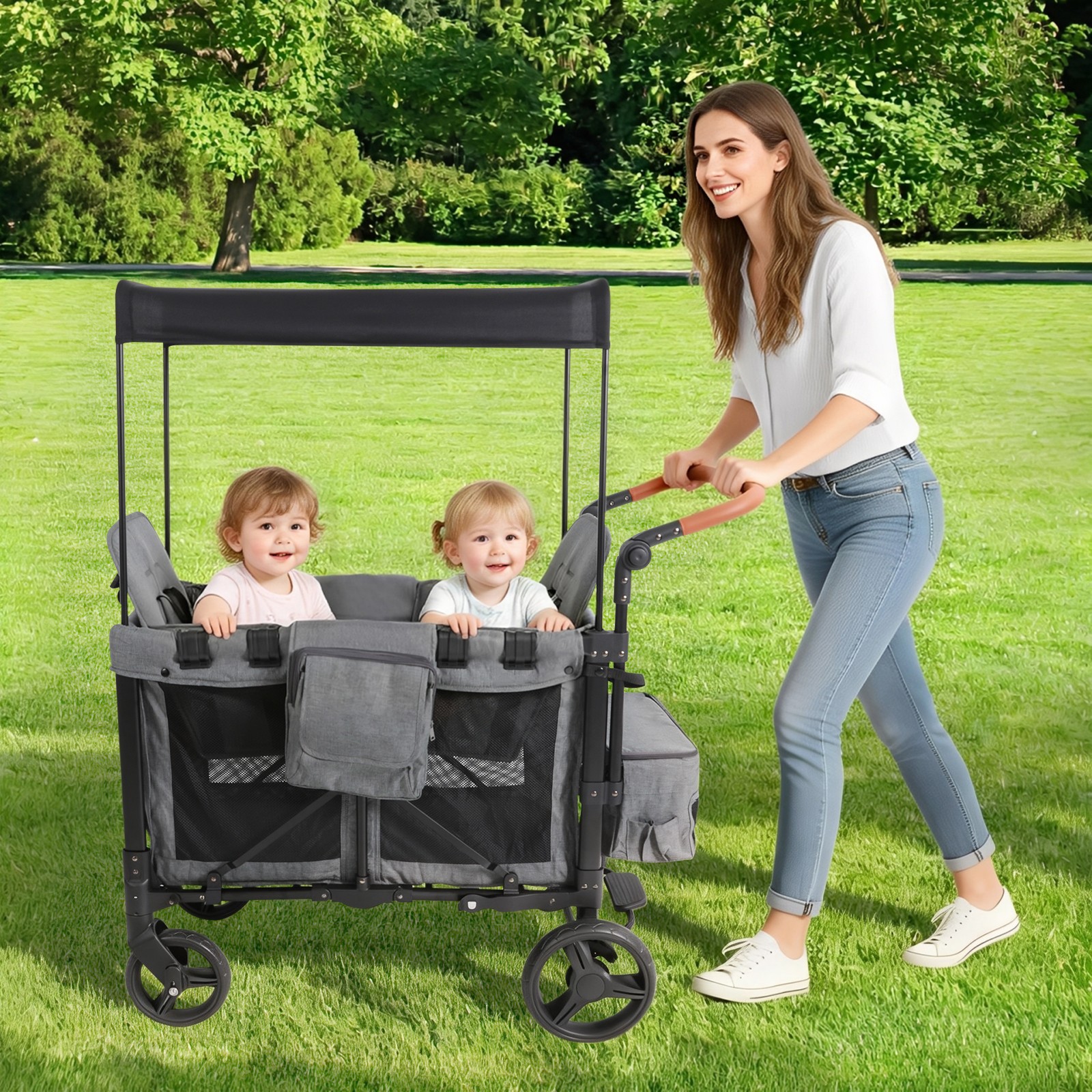 2 Seat Wagon Stroller, Baby Wagon Stroller, 2 Seat Wagon Stroller with Canopy