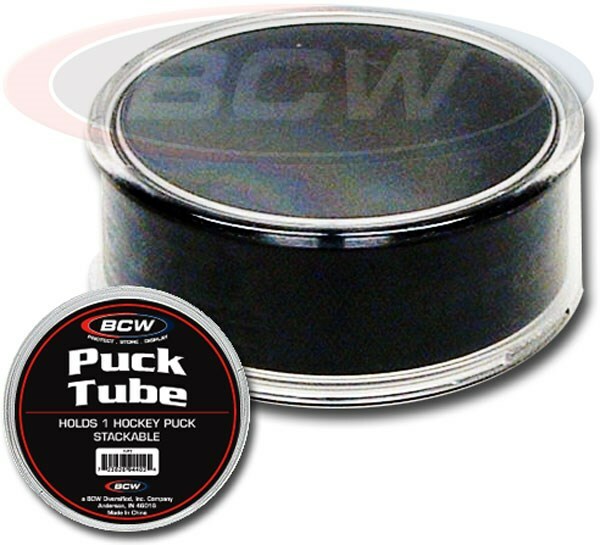 One New BCW Hockey Puck Tube round holder display case protector