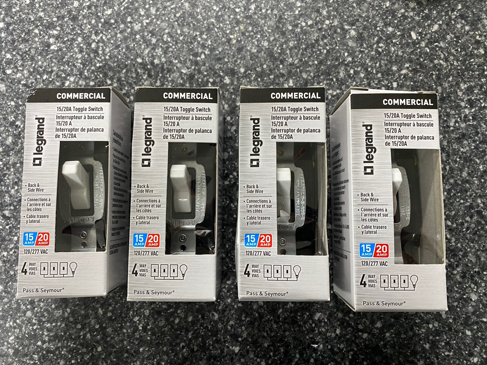 (Lot of 4)  CSB20AC4WCC6 LEGRAND COMMERCIAL TOGGLE SWITCH 4 WAY CSB20AC4-WCC6