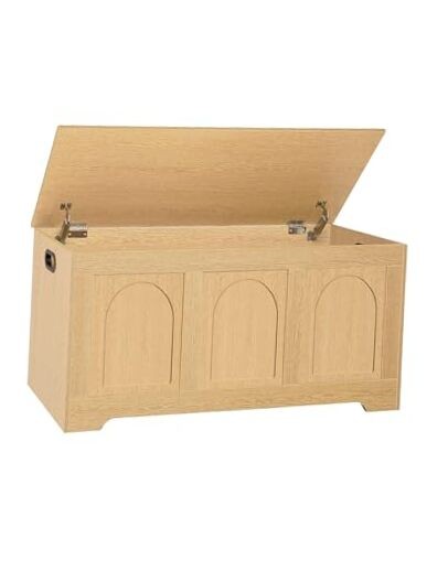 Storage Chest, 39.4”Wooden Storage Box with 2 39.4"L x 15.7"W x 18.9"H Natural