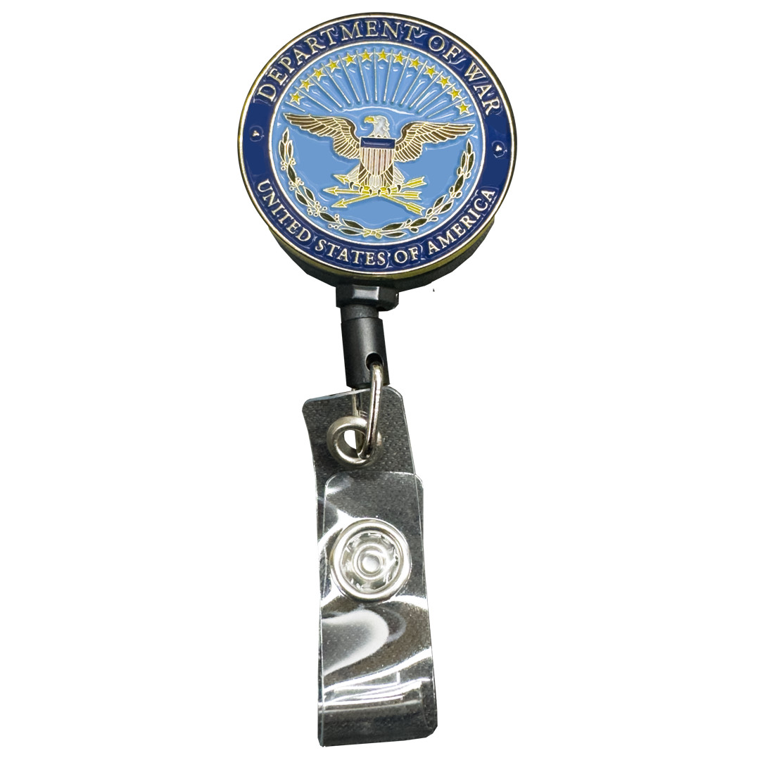 BL11-16 Department of War new 2025 seal Secretary Metal ID Reel retractable Card